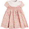 Eloise Floral Print Handsmocked Short Sleeve Dress, Pink - Dresses - 1 - thumbnail