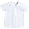 Button Detail Cotton Top, White - Shirts - 1 - thumbnail