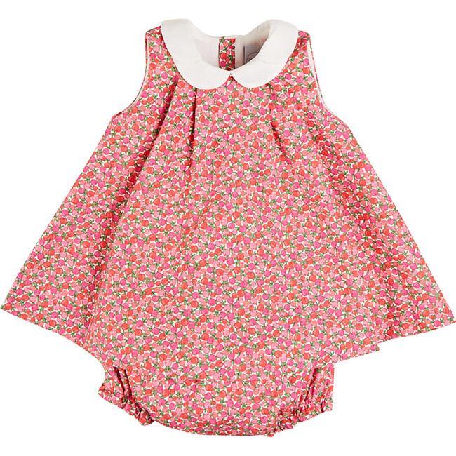 Annie Floral Print Sleeveless Dress With Bloomers, Coral