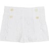 Broderie Anglais Button Detail Shorts, White - Shorts - 1 - thumbnail