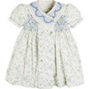 Alice Floral Print Handsmocked Statement Collar Dress, Blue - Dresses - 1 - thumbnail