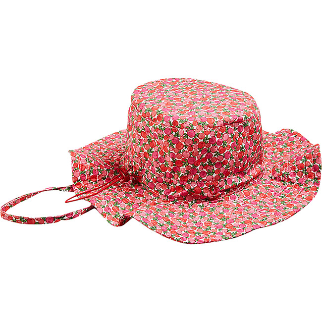 Annie Floral Print Beach Hat, Red