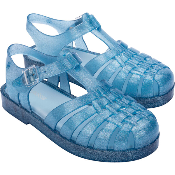 Kids Possession Jelly Sandals, Glitter Blue Mini Melissa Shoes