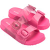Kids Cozy Double Strap Slides, Pink - Sandals - 1 - thumbnail