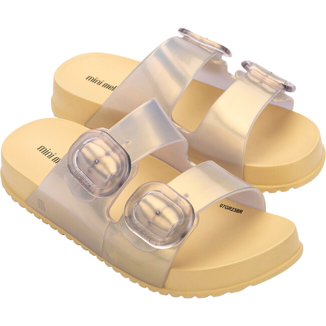 Kids Cozy Double Strap Slides, Pearly Yellow