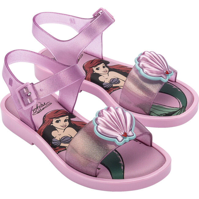 Disney Princess Kids Mar Bow Applique Sandals, Glitter Pink