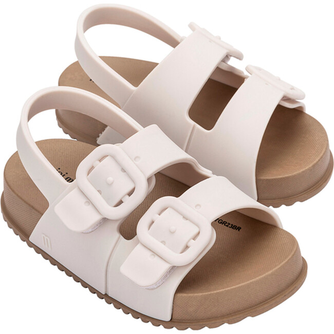 Baby Cozy Double Strap Sandals, White & Brown