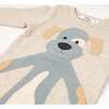 Large Puppy Mist Applique Long Sleeve Two Piece Set, Sand - Mixed Apparel Set - 2