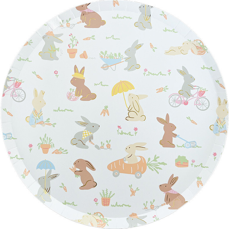 Bunnies In The Garden Large Round Plates - Party - 1