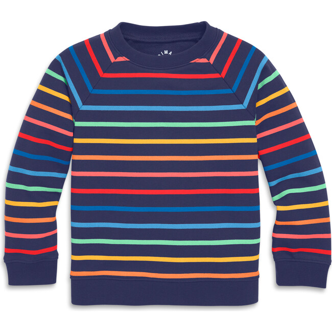Sweatshirt In Sunrise Rainbow Stripe, Navy Rainbow Sunrise Stripe