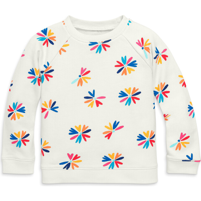Sweatshirt In Bright Blooms, Cloud Rainbow Heart Bloom