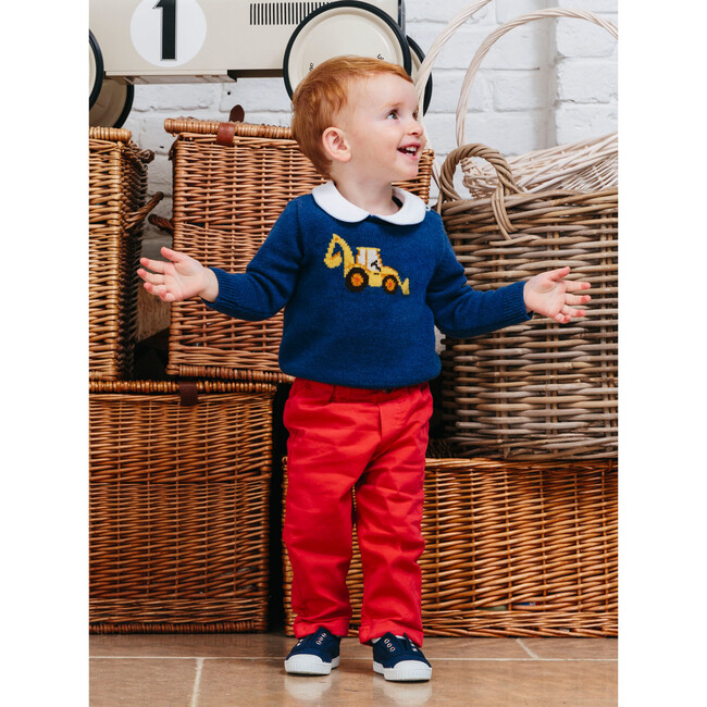 Little Digby Digger Sweater, Denim Blue Marl - Sweaters - 2