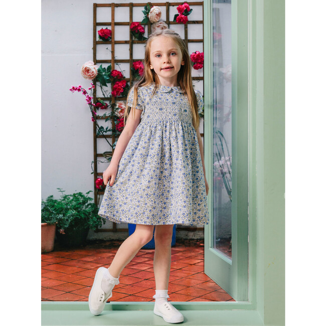 Catherine Rose Smocked Dress, Blue Rose - Dresses - 2