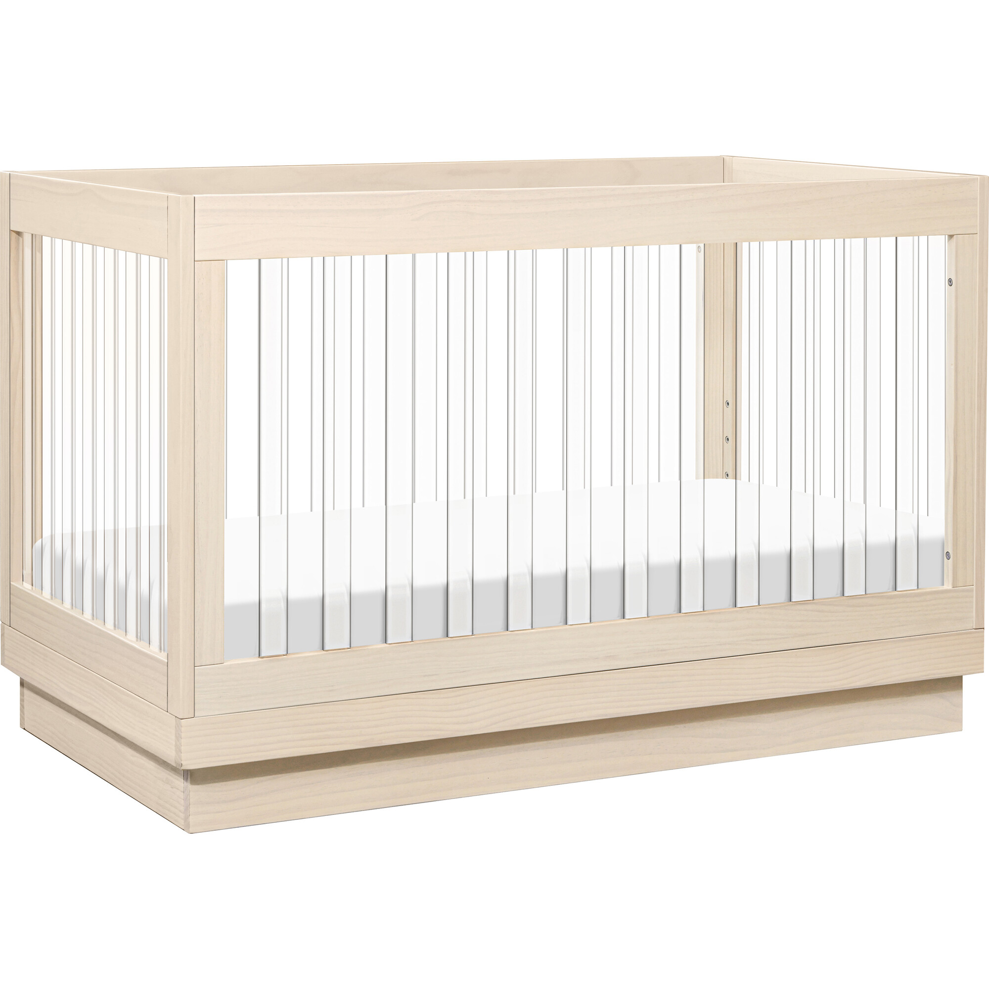Harlow Acrylic 3-In-1 Convertible Crib With Toddler Bed Conversion Kit, Washed Natural - Cribs - 1