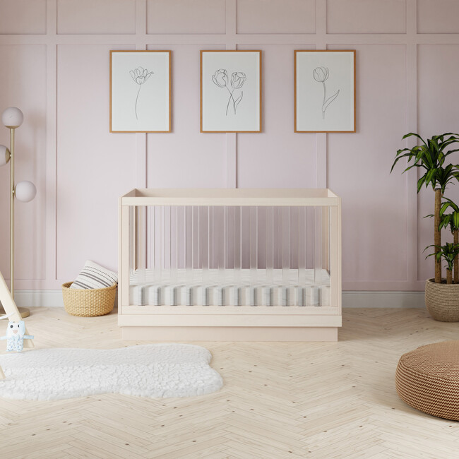 Harlow Acrylic 3-In-1 Convertible Crib With Toddler Bed Conversion Kit, Washed Natural - Cribs - 6
