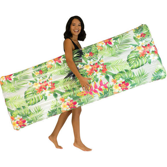 Resort Collection Deluxe Pool Raft - 74 x 30" with Tropical Flowers - Pool Floats - 1
