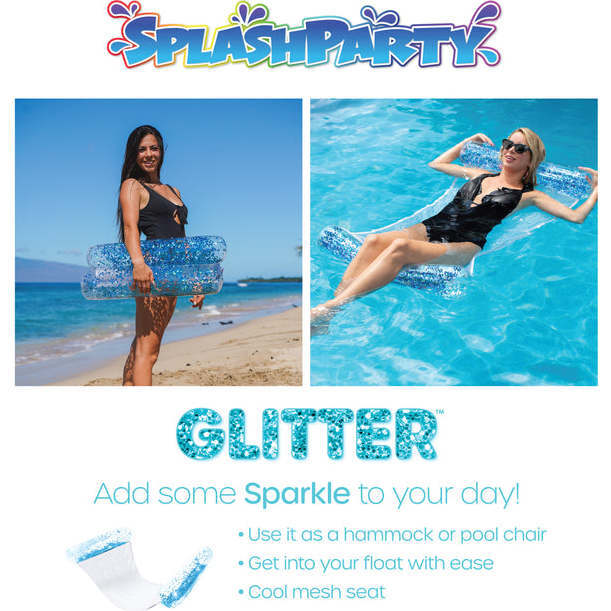 Pool Hammock with Glitter - Aqua Glitter - Pool Floats - 3