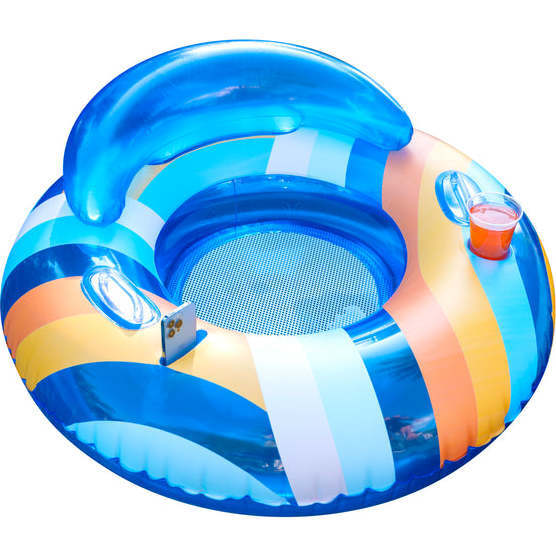 Good Vibes Deluxe 46" Pool Tube with Backrest, Drink & Phone Holder