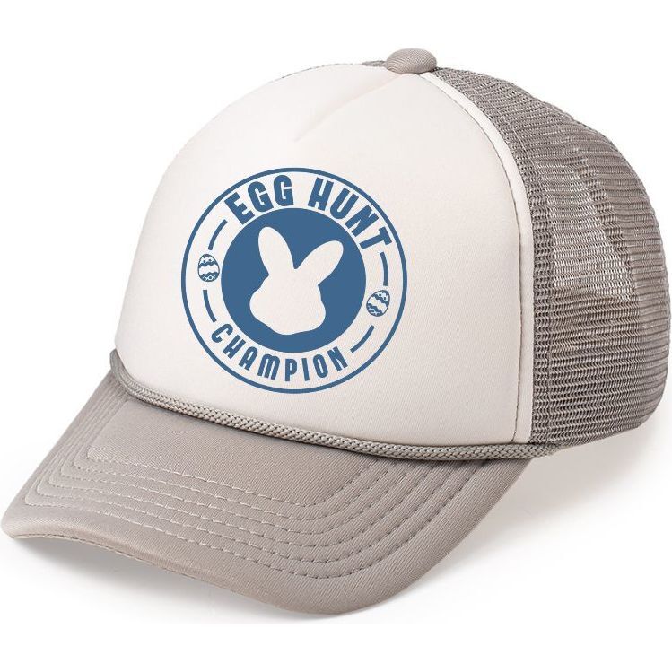 Sweet Wink Egg Hunt Champion Easter Trucker Hat, Grey