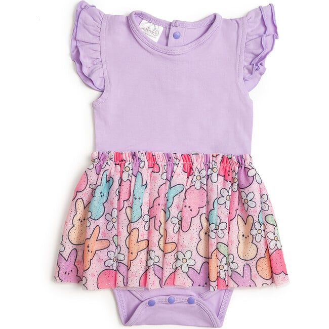 Easter Peeps Short Sleeve Tutu Bodysuit, Lavender