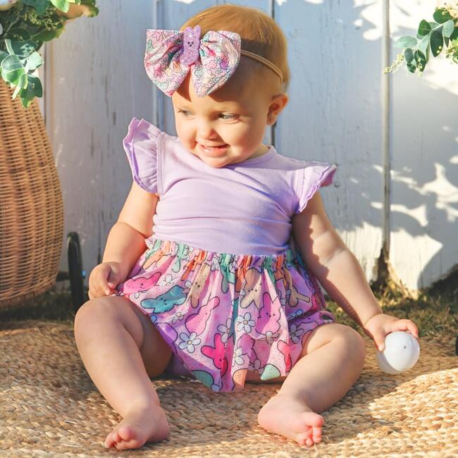 Easter Peeps Short Sleeve Tutu Bodysuit, Lavender - Onesies - 2