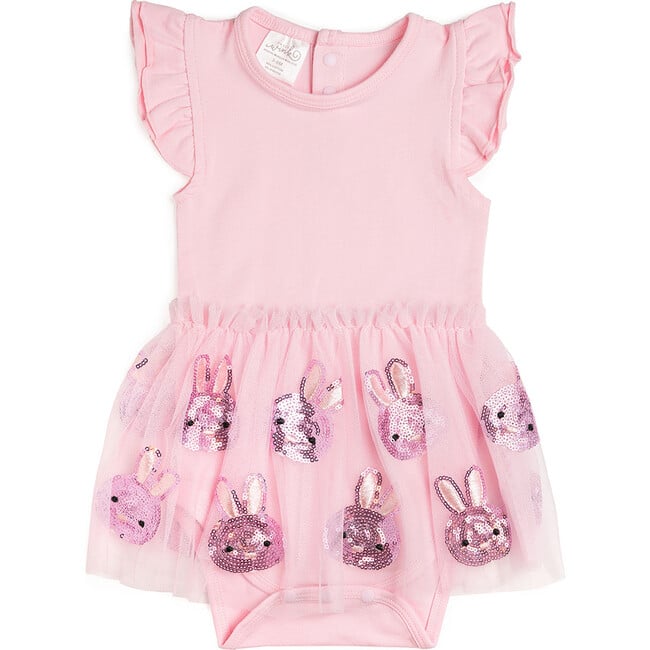 Easter Bunny Short Sleeve Tutu Bodysuit, Pink