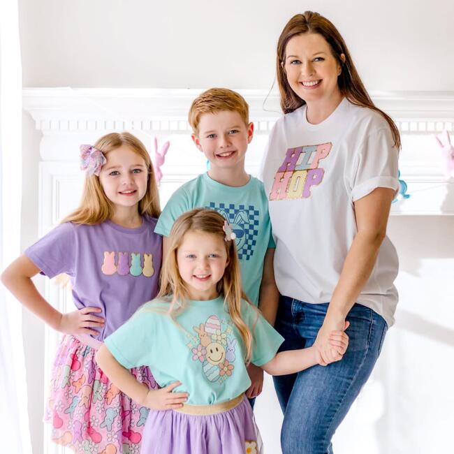 Easter Bunny Smiley Short Sleeve T-Shirt, Aqua - T-Shirts - 3