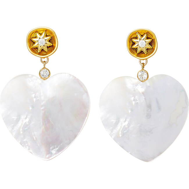 Women's Willa Crystal Heart Drop Earrings, White & Gold