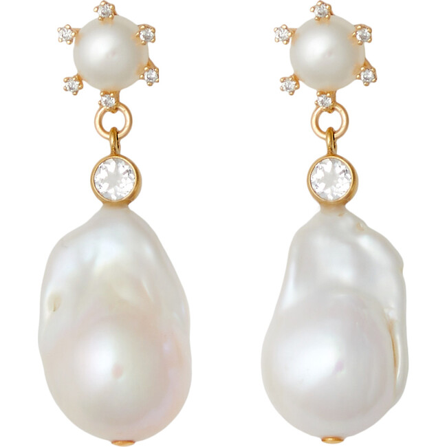 Women's River Crystal & Pearl Drop Earrings