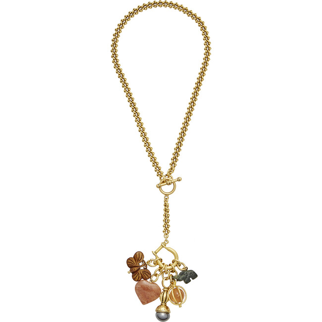 Women's Memento Nautical Link Vintage Charm Holder Y-Necklace, Gold