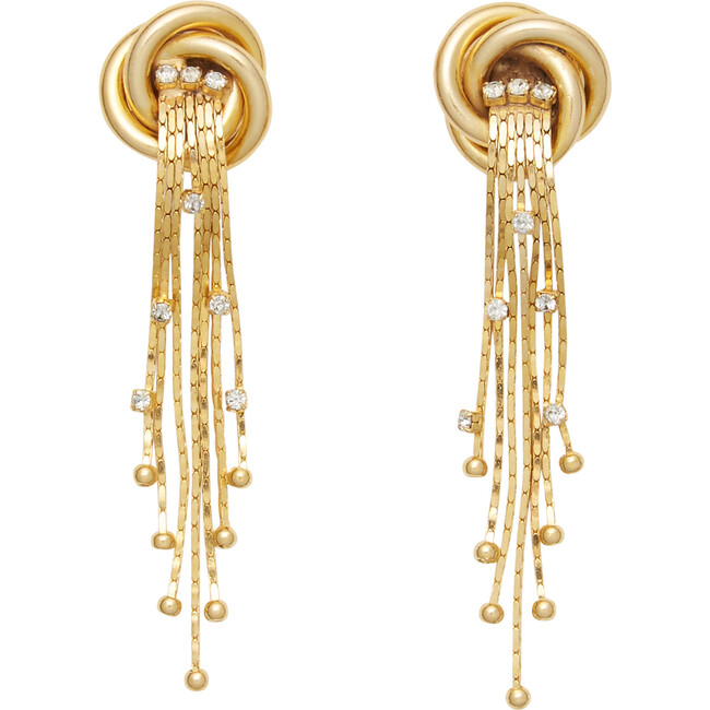 Women's Firework Love Knot Chain Drop Earrings, Gold