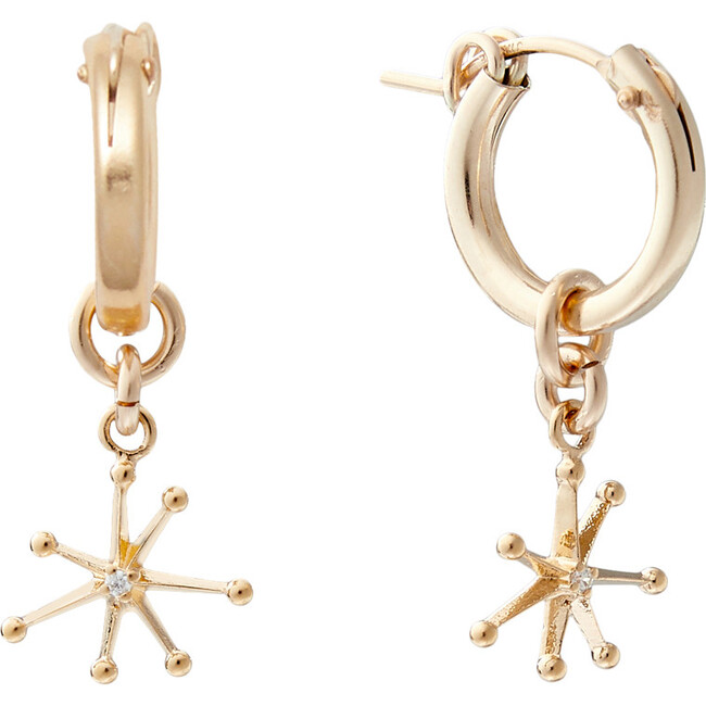 Women's Celestial Crystal Drop Huggie Earrings, Gold