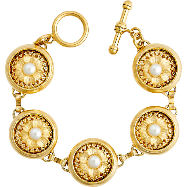 Women's Calla Pearl Flower Bubble Bracelet, Gold