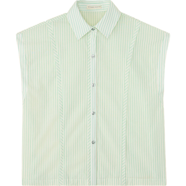 Tunic Style Buttondown , Mint Stripe
