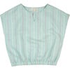 Summer Top , Aqua Stripe - T-Shirts - 1 - thumbnail