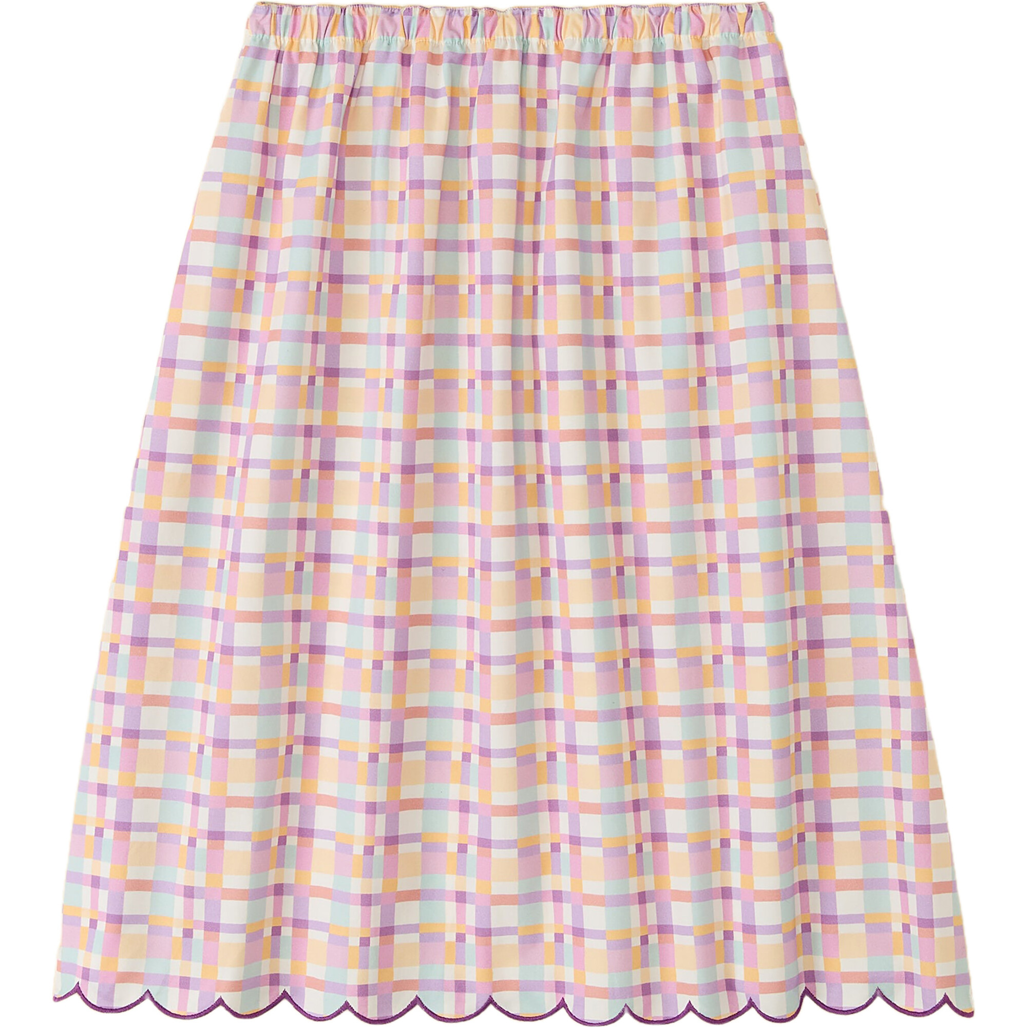 Organic Picnic Skirt , Scallop Plaid - Skirts - 1
