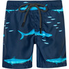 Leo Drawstring Swimshorts, Deep Blue - Swim Trunks - 1 - thumbnail