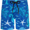 Fiesta En El Mar Drawstring Swimshorts, Blue - Swim Trunks - 1 - thumbnail