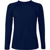 Solid High Neck Long Sleeve Rashguard, Deep Blue - Rash Guards - 1 - thumbnail