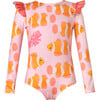 Nemo Y Anemona Wings Long Sleeve Swimsuit, Pink - One Pieces - 1 - thumbnail