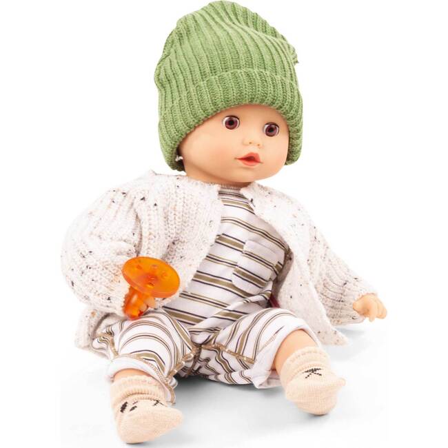 Muffin Baby 13" Baby Doll with Sleepy Brown Eyes and Striped City Outfit