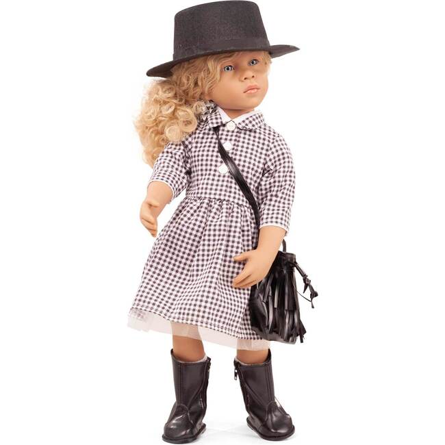 Happy Kidz Mila 19.5" Multi-Jointed Standing Doll With Curly Blonde Hair Dressed in Chic Clothing