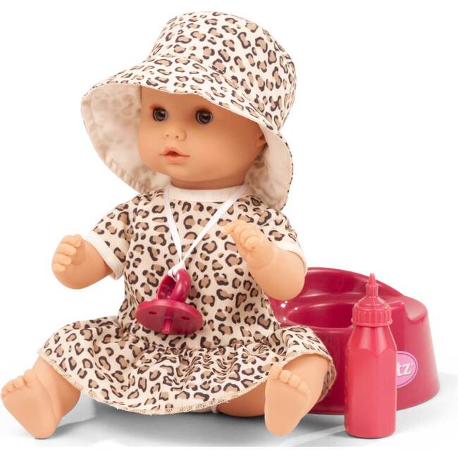 Aquini Girl Spotted Cat Outfit 13" Baby Doll Waterproof with Potty and Accessories