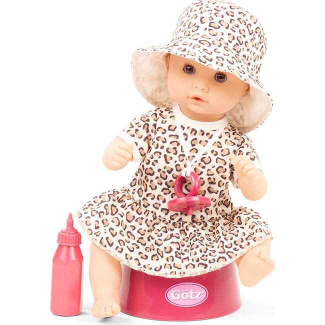 Aquini Girl Spotted Cat Outfit 13" Baby Doll Waterproof with Potty and Accessories - Dolls - 2