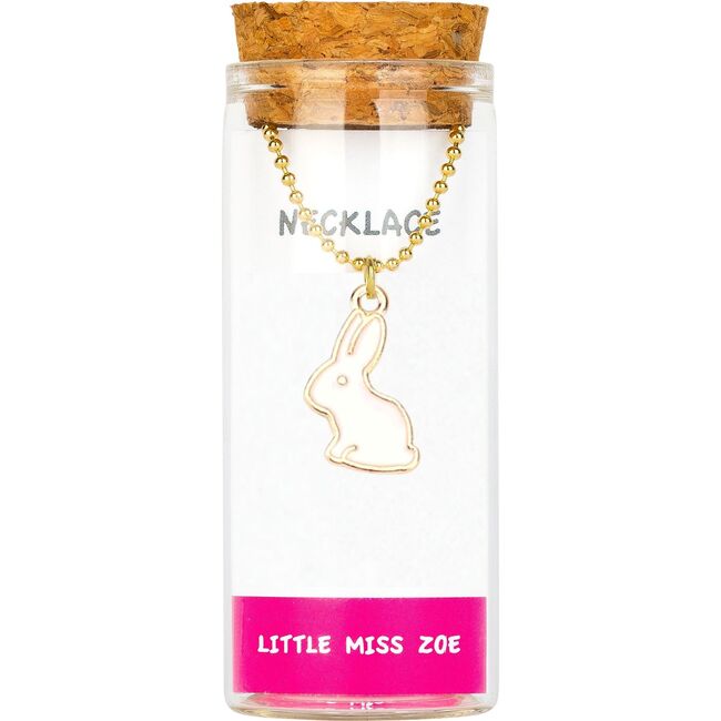 Charming Necklace in a Bottle, White Bunny