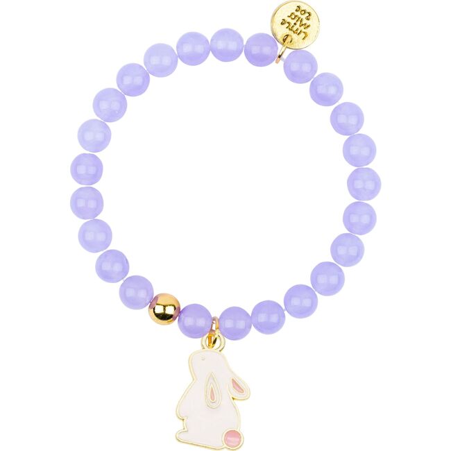 Lavender Gemstone Bracelet with Bunny Enamel Charm