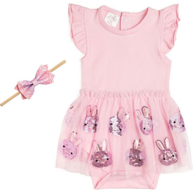 Easter Bunny 2 Piece Gift Set: Bodysuit and Headband, Pink