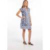 Women's Stella Short Sleeve Button Down Printed Mini Dress, Blue Flowers - Dresses - 2