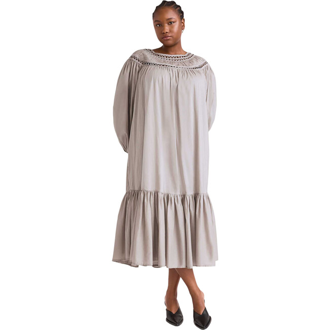 Women's Verlaine Soutache Trim Yoke Dress, Light Taupe