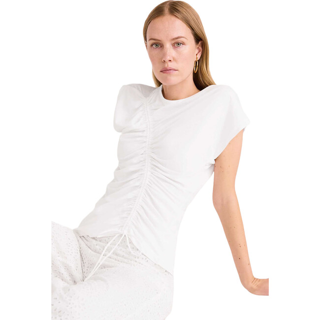 Women's Reverie Cap Sleeve Ruched Top, White